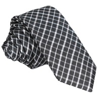 MÓDNA JACQUARD károvaná pánska kravata, ČIERNA, rw53 MÓDNA JACQUARD károvaná pánska kravata, ČIERNA, rw53