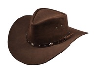 Kožený hnedý kožený kovbojský klobúk