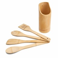 Sada kuchynského náradia, BAMBOO náradie v stojane, príslušenstvo, 4 ks Sada kuchynského náradia, BAMBOO náradie v stojane, príslušenstvo, 4 ks