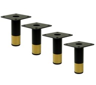 4x Noha fi 25 čierna + mosadzná nábytková noha 13 cm 4x Noha fi 25 čierna + mosadzná nábytková noha 13 cm