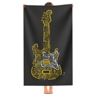 Plážová osuška do kúpeľa Retro gitarová hudobná potlač Plážová osuška do kúpeľa Retro gitarová hudobná potlač