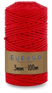 Spletená struna PRE MACRAME ČERVENÁ 100m 3mm Spletená struna PRE MACRAME ČERVENÁ 100m 3mm