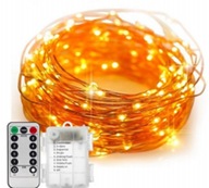 LED svietidlá reťaz 10m 100LED s diaľkovým ovládaním teplá biela