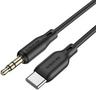 Audio kábel 1m AUX USB-C typ-C - miniJack 3,5mm 100cm čierny Audio kábel 1m AUX USB-C typ-C - miniJack 3,5mm 100cm čierny