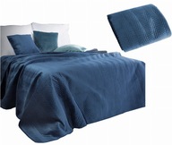 Prikrývka na posteľ 170x210 eurozáclony SOFIA námornícka modrá zamatová obojstranná