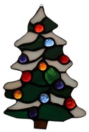 Vianočný stromček a farebné farebné sklenené ozdoby na zavesenie