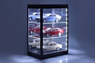 Vitrína LED osvetlenie Zrkadlo pre 3-poschodové modely Vitrína Čierna