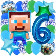 SÚPRAVA BALÓNOV MINECRAFT BALÓN STEVE ČÍSLO 6 ROKOV ŠIESTA NARODENIA 23 ELEMENTOV SÚPRAVA BALÓNOV MINECRAFT BALÓN STEVE ČÍSLO 6 ROKOV ŠIESTA NARODENIA 23 ELEMENTOV