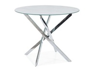 Okrúhly stôl AGIS biely mramorový efekt/chróm FI 90