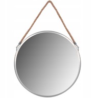 Závesné okrúhle zrkadlo 40 cm šedé podkrovie na lane