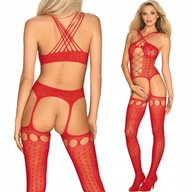 OBSESSIVE G313 Bodystocking Open Crotch Red S/M/L OBSESSIVE G313 Bodystocking Open Crotch Red S/M/L