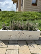 Vresový kvetináč, biely drevený balkónový box, 19x23x65 KOREK