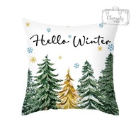 Ozdobná vianočná obliečka na vankúš Hello Winter vianočné stromčeky 45x45 Ozdobná vianočná obliečka na vankúš Hello Winter vianočné stromčeky 45x45