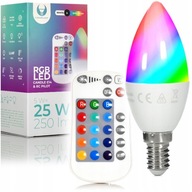 FAREBNÁ LED ŽIAROVKA E14 RGB FARBY TENKÉ ZÁVITIE RGB + W TEPELNÉ DIAĽK. FAREBNÁ LED ŽIAROVKA E14 RGB FARBY TENKÉ ZÁVITIE RGB + W TEPELNÉ DIAĽK.