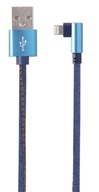 USB kábel pre Iphone.Džínsový oplet, hranatý kov, 1m