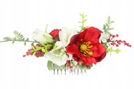 RED sasankový hrebeň do vlasov kvetinová dekorácia