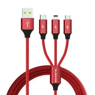 USB KÁBEL 3V1 3,4A SOMOSTEL RED 3400mAh 1,2m
