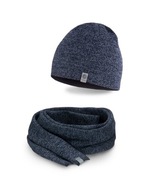Poľský pánsky set HAT+SCARW tmavomodrá melange