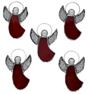 Tiffany SET vitrážových anjelov 5 ks červená Z