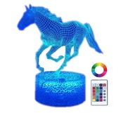 NOČNÁ STOLNÁ LAMPA PRE DETI Kôň 3D LED RGB + DIAĽKOVÉ
