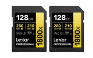 2x LEXAR PRO CARD 128GB 1800X UHS-II U3 ​​​​V60