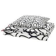 SÖTRÖNN Obliečka na paplón a vankúš - biela/čierna/vzor 150x200/50x60 cm SÖTRÖNN Obliečka na paplón a vankúš - biela/čierna/vzor 150x200/50x60 cm