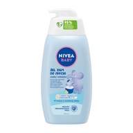 NIVEA BABY 2v1 Kúpeľový gél a šampón s pumpičkou pre deti 500 ml