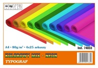 Farebný papier A4 80g neónový mix 100 listov Farebný papier A4 80g neónový mix 100 listov