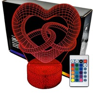 Srdcová nočná lampa s 3D LED LAMP krúžkami Srdcová nočná lampa s 3D LED LAMP krúžkami