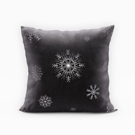 Vianočná velúrová obliečka na vankúš 40x40 SNEHULIENKY Silver Black Vianočná velúrová obliečka na vankúš 40x40 SNEHULIENKY Silver Black
