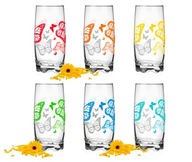6x VYSOKÉ SKLO 350 ml MOTÝĽOVÁ ZMES, ŠŤAVNÉ NÁPOJE 6x VYSOKÉ SKLO 350 ml MOTÝĽOVÁ ZMES, ŠŤAVNÉ NÁPOJE