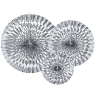 ozdobné závesné SILVER zrkadlové rozety 3 ks ozdobné závesné SILVER zrkadlové rozety 3 ks