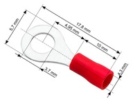 Izolovaný kruhový konektor S skrutka 3,7, kábel 4,3 mm Izolovaný kruhový konektor S skrutka 3,7, kábel 4,3 mm
