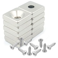 Dlaždice Neodymium magnetu s otvorom pre 10x10x3mm Hunter Screp - 10 ks Dlaždice Neodymium magnetu s otvorom pre 10x10x3mm Hunter Screp - 10 ks