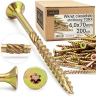 Skrutky tesárske 6x70 zápustná hlava TORX 200ks Skrutky tesárske 6x70 zápustná hlava TORX 200ks