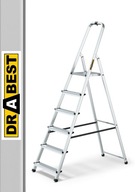 Hliníkový domáci rebrík, jednostranný, 6 stupňov DRABEST + HÁK