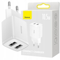 VÝKONNÁ SIEŤOVÁ NABÍJAČKA 2x USB 10,5W 2A BASEUS