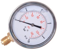 Glycerínový tlakomer 100mm 0-10 bar 1/2' Radial