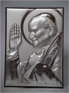 Strieborný obraz poľského pápeža - svätého Jána Pavla II