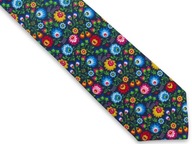 Farebná pánska kravata s kvetmi, Łowicz/folk vzor C42
