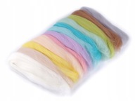 Česaná vlna na plstenie, mix farieb 50g, pastely, merino vlna Česaná vlna na plstenie, mix farieb 50g, pastely, merino vlna