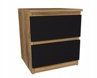 Nočný stolík, retro čierne drevo, 45x45cm, 2 zásuvky