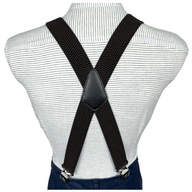 Dvojité X silné traky na nohavice, tmavohnedé, 4 cm Dvojité X silné traky na nohavice, tmavohnedé, 4 cm