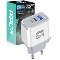 RÝCHLA NABÍJAČKA 2XUSB TYP RÝCHLE NABÍJANIE 3.0 Napájanie 33W GaN Dual