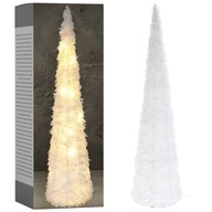 Vianočný stromček, BIELY KUŽEL, svietiaci, osvetlený, s ozdobnými svetielkami, 80 cm