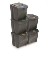 SORTIBOX 5 KOŠÍ NA ODPADKY 5x25L SEGREGÁCIA Šedá