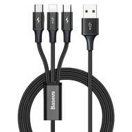 1,2 m BASEUS USB 3v1 MIKRO USB-C BLESKOVÝ KÁBEL