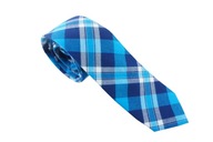 Tyrkysovo modrá károvaná pánska kravata do práce