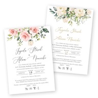 Svadobné oznámenia, kvetinové, biele a púdrové ruže, boho, rustikálne