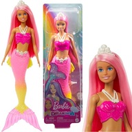 BARBIE DREAMTOPIA BÁBIKA MORSKEJ VÍLY RUŽOVÁ A ŽLTÁ POHYBLIVÁ PERLA TIARA S CHVOSTOM